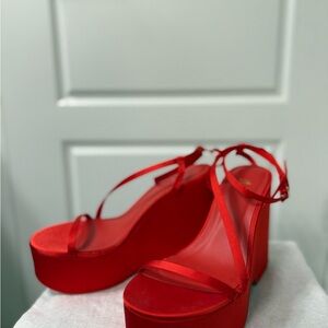Elegant Red Platform Sandals